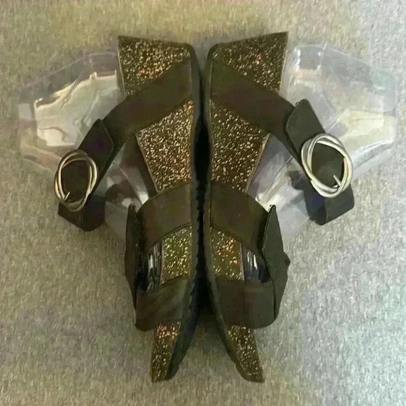 Dansko Susie Platform 2” Wedge Black Adjustable Leather Wedge Women 10 or 41 EU - Picture 6 of 14